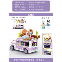 MINGDI 10107 non  XE TẢI THỨC ĂN KEM bộ đồ chơi xếp lắp ráp ghép mô hình 486 khối