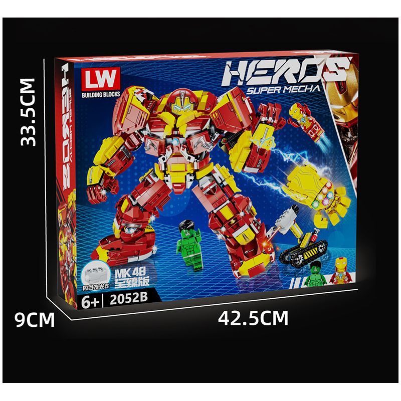 LW 2052 non  TÀU KHU TRỤC HULK ÁO GIÁP CHỐNG MK-48 bộ đồ chơi xếp lắp ráp ghép mô hình Marvel Super Heroes HAWK DESTROYER Siêu Anh Hùng Marvel 1529 khối