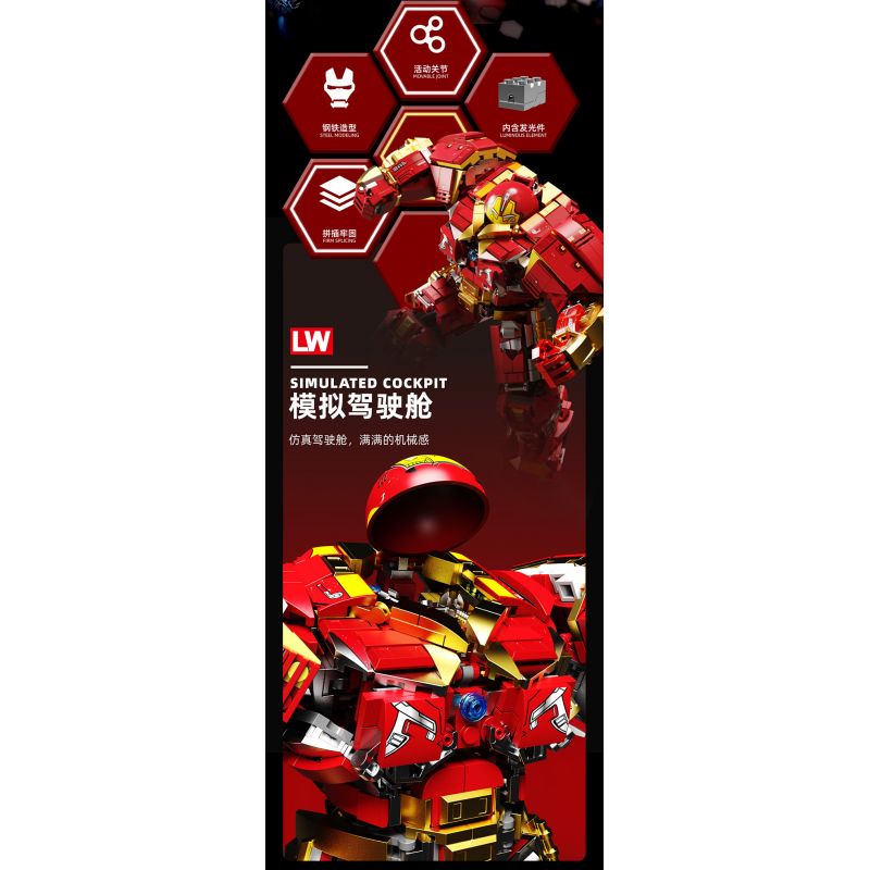 LW 2052 non  TÀU KHU TRỤC HULK ÁO GIÁP CHỐNG MK-48 bộ đồ chơi xếp lắp ráp ghép mô hình Marvel Super Heroes HAWK DESTROYER Siêu Anh Hùng Marvel 1529 khối