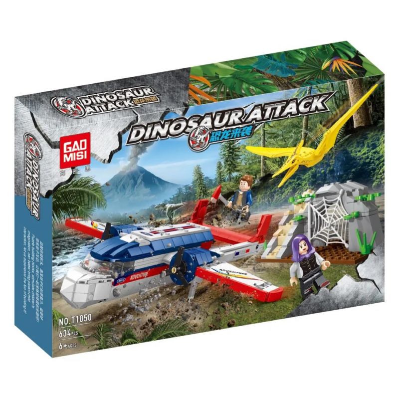 GAOMISI T1050 1050 non Lego KHỦNG LONG TẤN CÔNG bộ đồ chơi xếp lắp ráp ghép mô hình Dino DINOSAUR ATTACK 634 khối