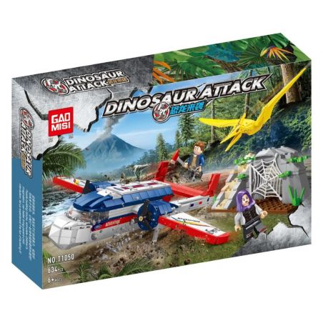 GAOMISI T1050 1050 non  KHỦNG LONG TẤN CÔNG bộ đồ chơi xếp lắp ráp ghép mô hình Dino DINOSAUR ATTACK 634 khối