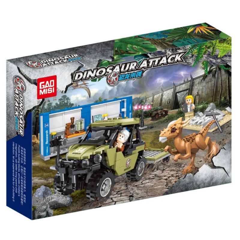 GAOMISI T1049 1049 non Lego KHỦNG LONG TẤN CÔNG bộ đồ chơi xếp lắp ráp ghép mô hình Dino DINOSAUR ATTACK 468 khối