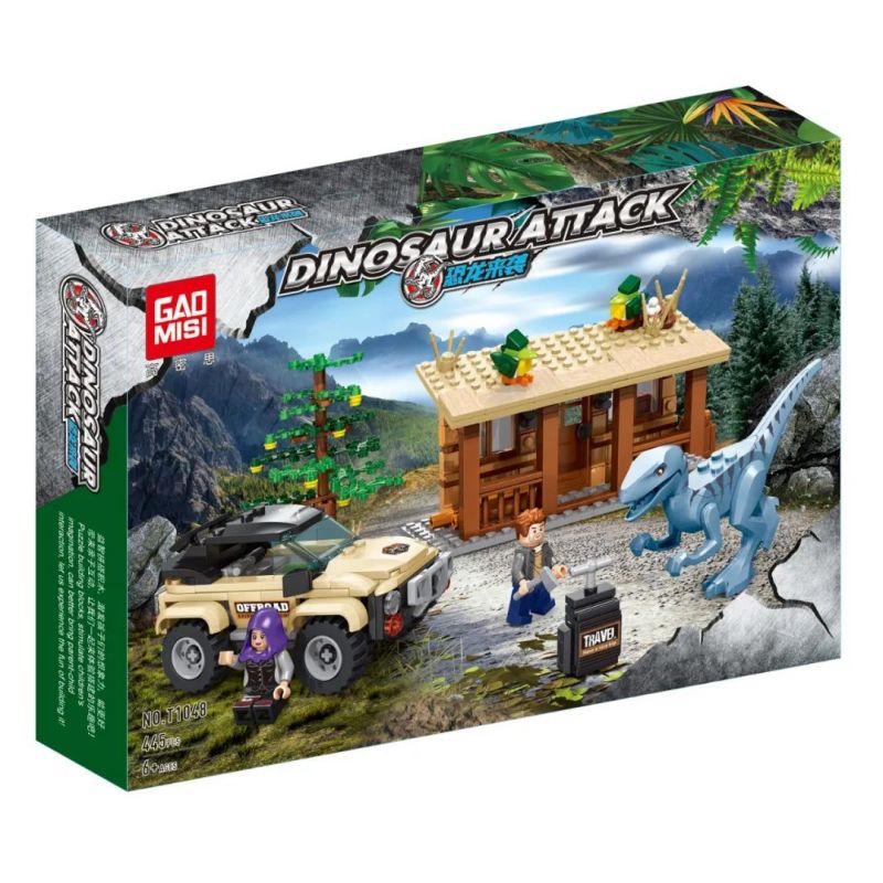 GAOMISI T1048 1048 non Lego KHỦNG LONG TẤN CÔNG bộ đồ chơi xếp lắp ráp ghép mô hình Dino DINOSAUR ATTACK 445 khối