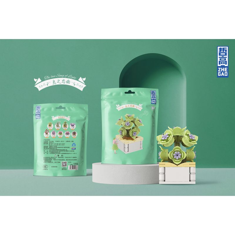 ZHEGAO DS1013 1013 non  BÀI HÁT TÌNH YÊU MỌNG NƯỚC NHẸ bộ đồ chơi xếp lắp ráp ghép mô hình Flowers THE LOVE SONG OF LIGHT Hoa 81 khối