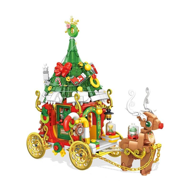 PanlosBrick 601012 Panlos Brick 601012 non Lego XE NAI SỪNG TẤM GIÁNG SINH bộ đồ chơi xếp lắp ráp ghép mô hình Creator CHRISTMAS ELK CAR Sáng Tạo 648 khối