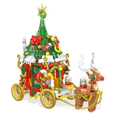 PanlosBrick 601012 Panlos Brick 601012 non  XE NAI SỪNG TẤM GIÁNG SINH bộ đồ chơi xếp lắp ráp ghép mô hình Creator CHRISTMAS ELK CAR Sáng Tạo 648 khối