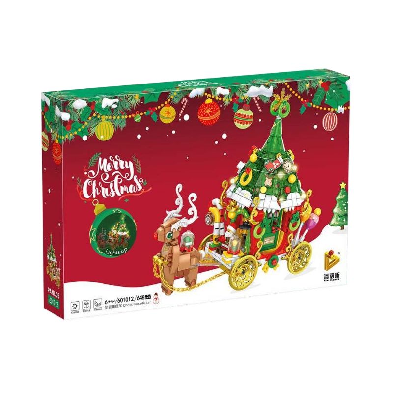 PanlosBrick 601012 Panlos Brick 601012 non  XE NAI SỪNG TẤM GIÁNG SINH bộ đồ chơi xếp lắp ráp ghép mô hình Creator CHRISTMAS ELK CAR Sáng Tạo 648 khối