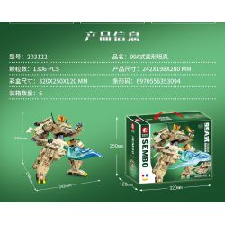 SEMBO 203122 non  XE TĂNG BIẾN DẠNG TYPE 99A bộ đồ chơi xếp lắp ráp ghép mô hình Military Army TYPE 88A DEFORMATION TANK Quân Sự Bộ Đội 1306 khối