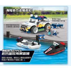 WISE BLOCK HA389121 389121 non  ĐUỔI THEO BỜ BIỂN ĐIỀU KHIỂN TỪ XA BẰNG ĐIỆN bộ đồ chơi xếp lắp ráp ghép mô hình City Thành Phố 427 khối