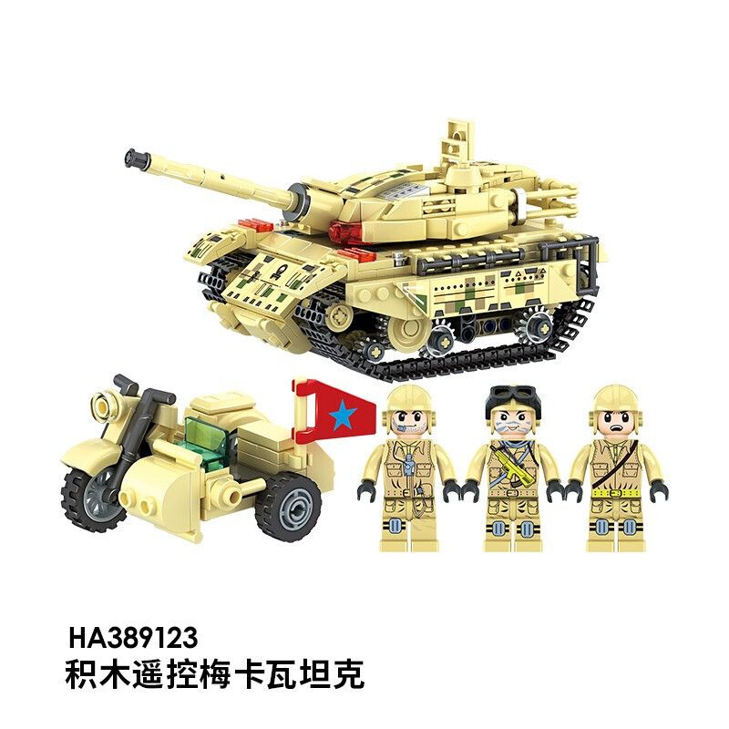 WISE BLOCK HA389123 389123 non Lego XE TĂNG MERKAVA ĐIỀU KHIỂN TỪ XA BẰNG ĐIỆN bộ đồ chơi xếp lắp ráp ghép mô hình Military Army Quân Sự Bộ Đội 376 khối