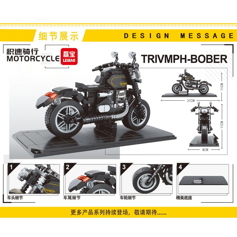 LEIBAO 8156 non  MÔ TÔ TRIUMPH BOBBER bộ đồ chơi xếp lắp ráp ghép mô hình Motorcycle Motorbike MOTORCYCLE TRIUMPH BOBBER Xe Hai Bánh 294 khối