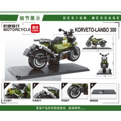 LEIBAO 8155 non  XE MÁY CORVETTE LAMBO 300 bộ đồ chơi xếp lắp ráp ghép mô hình Motorcycle Motorbike MOTORCYCLE KOREVETO LANBO 300 Xe Hai Bánh 294 khối
