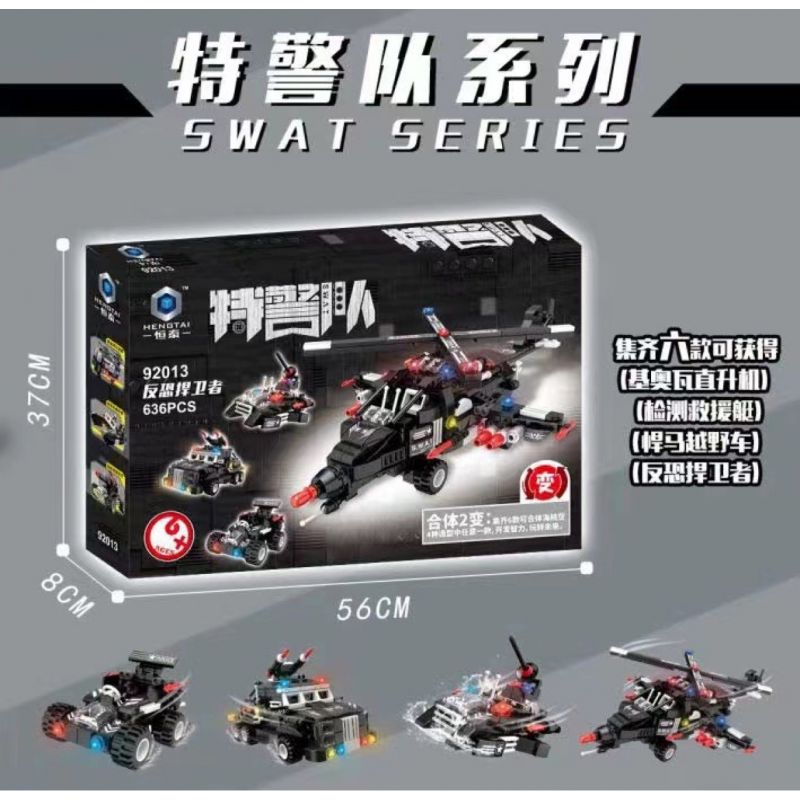 HENGTAI 92013 non  ĐỘI SWAT NHỮNG NGƯỜI BẢO VỆ CHỐNG KHỦNG BỐ bộ đồ chơi xếp lắp ráp ghép mô hình City Thành Phố 636 khối