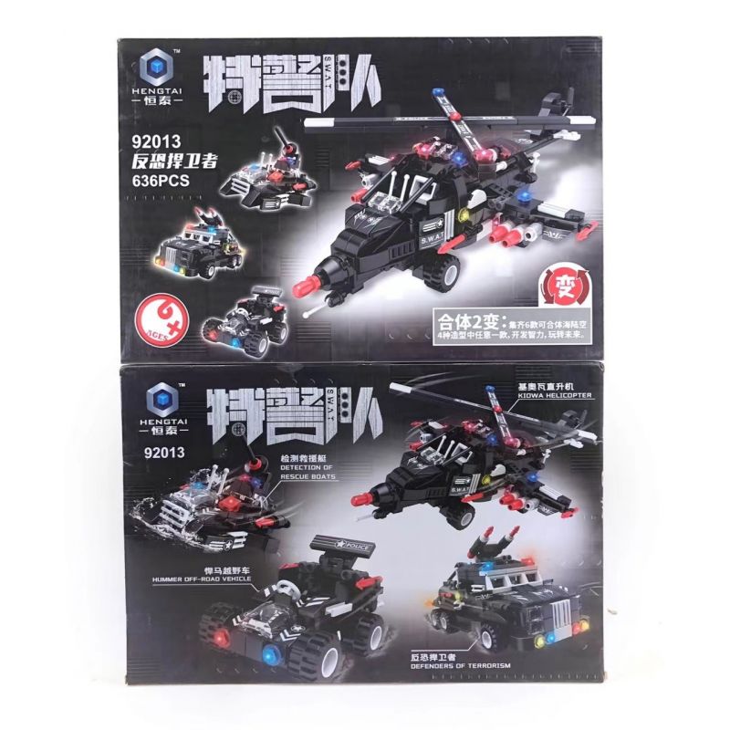 HENGTAI 92013 non  ĐỘI SWAT NHỮNG NGƯỜI BẢO VỆ CHỐNG KHỦNG BỐ bộ đồ chơi xếp lắp ráp ghép mô hình City Thành Phố 636 khối