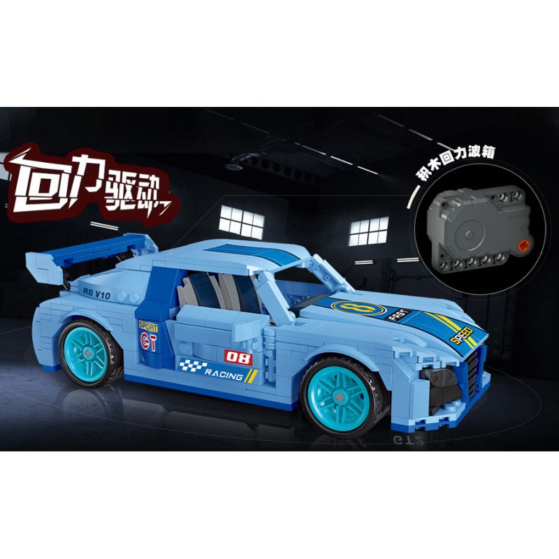 JIESTAR 92013 non  XE LÙI R8-V10 bộ đồ chơi xếp lắp ráp ghép mô hình Racers Đua Tốc Độ 499 khối