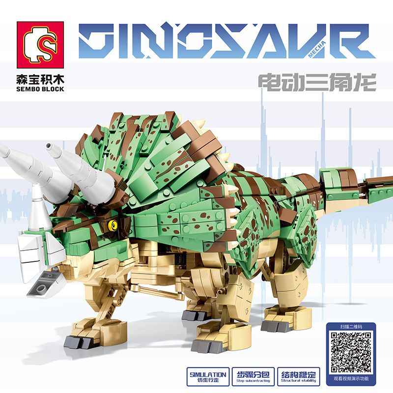 SEMBO 730970 non  TRICERATOPS ĐIỆN bộ đồ chơi xếp lắp ráp ghép mô hình Creator Expert DINOSAUR Chuyên Gia Sáng Tạo 1352 khối