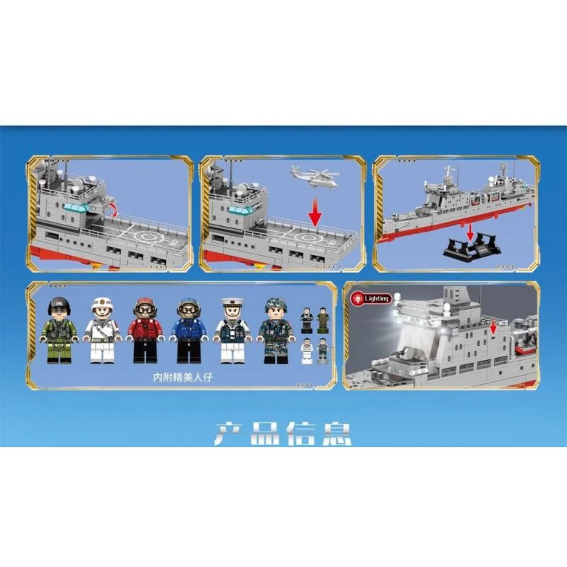 SEMBO 105805 non  TÀU TIẾP TẾ TYPE 904B bộ đồ chơi xếp lắp ráp ghép mô hình Iron Blood Heavy Equipment 904B SUPPLY SHIP Đặc Nhiệm Máu Và Sắt 1215 khối