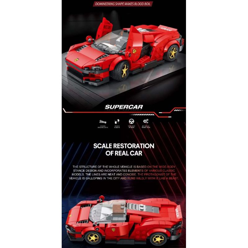 REBRICKABLE MOC-93918 93918 MOC93918 REOBRIX 11027 non  FERRARI DAYTONA SP3 bộ đồ chơi xếp lắp ráp ghép mô hình Speed Champions Racing Cars Đua Xe Công Thức 306 khối