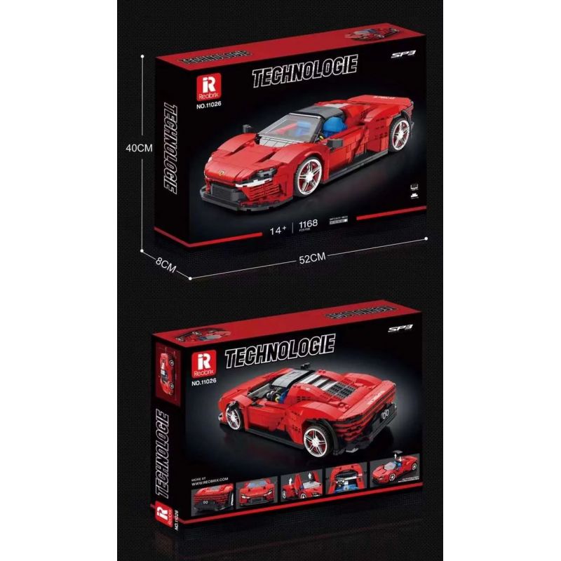 REOBRIX 11026 non  FERRARI DAYTONA SP3 1:16 tỷ lệ 1:16 bộ đồ chơi xếp lắp ráp ghép mô hình Creator Expert Chuyên Gia Sáng Tạo 1168 khối
