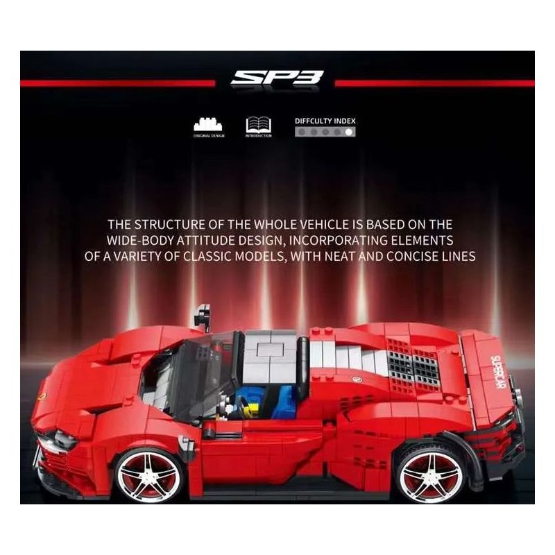 REOBRIX 11026 non  FERRARI DAYTONA SP3 1:16 tỷ lệ 1:16 bộ đồ chơi xếp lắp ráp ghép mô hình Creator Expert Chuyên Gia Sáng Tạo 1168 khối