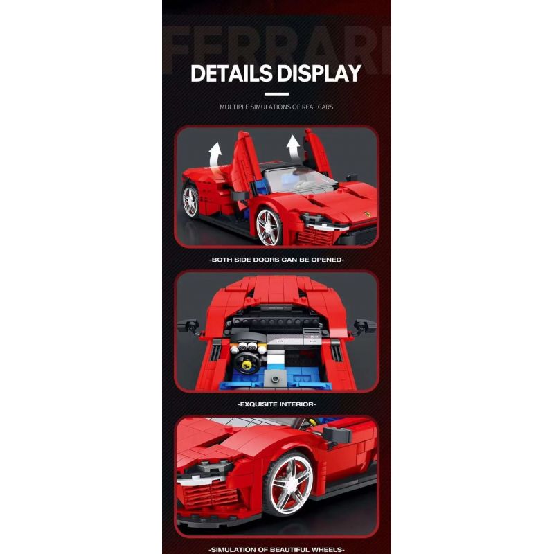 REOBRIX 11026 non  FERRARI DAYTONA SP3 1:16 tỷ lệ 1:16 bộ đồ chơi xếp lắp ráp ghép mô hình Creator Expert Chuyên Gia Sáng Tạo 1168 khối