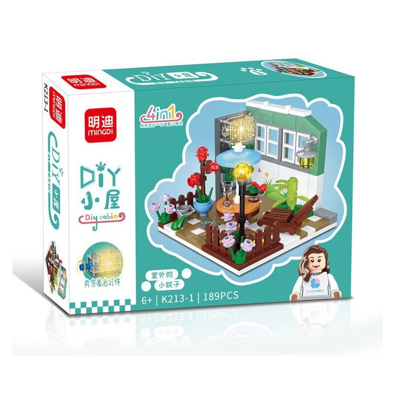 MINDGI K213 non  TỔ HỢP NHÀ DIY 4 bộ đồ chơi xếp lắp ráp ghép mô hình Creator DIY CABIN Sáng Tạo 738 khối