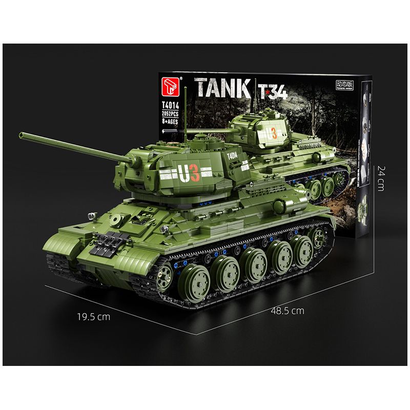 TA GAOLE T4014 4014 non  XE TĂNG T34 bộ đồ chơi xếp lắp ráp ghép mô hình Military Army TANK T34 Quân Sự Bộ Đội 2052 khối