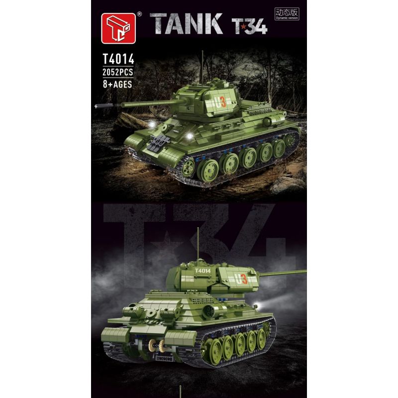TA GAOLE T4014 4014 non  XE TĂNG T34 bộ đồ chơi xếp lắp ráp ghép mô hình Military Army TANK T34 Quân Sự Bộ Đội 2052 khối