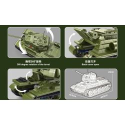 TA GAOLE T4014 4014 non  XE TĂNG T34 bộ đồ chơi xếp lắp ráp ghép mô hình Military Army TANK T34 Quân Sự Bộ Đội 2052 khối