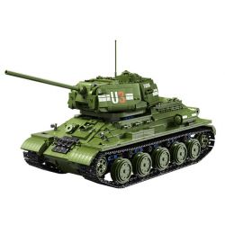 TA GAOLE T4014 4014 non  XE TĂNG T34 bộ đồ chơi xếp lắp ráp ghép mô hình Military Army TANK T34 Quân Sự Bộ Đội 2052 khối