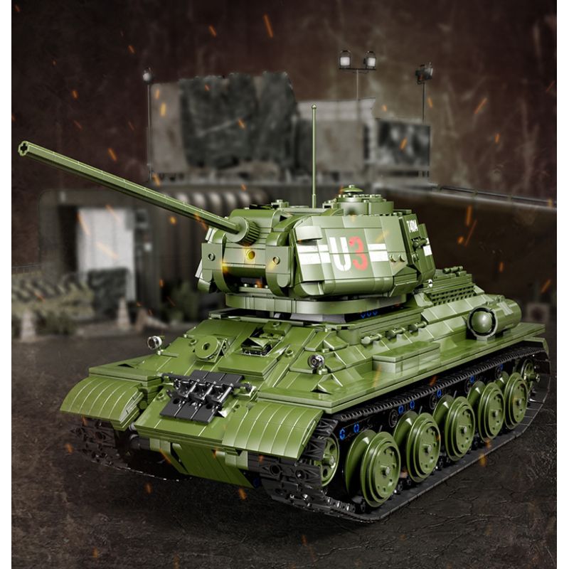 TA GAOLE T4014 4014 non  XE TĂNG T34 bộ đồ chơi xếp lắp ráp ghép mô hình Military Army TANK T34 Quân Sự Bộ Đội 2052 khối