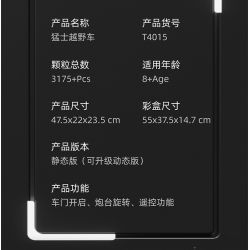 TA GAOLE T4015 4015 non  XE ĐỊA HÌNH CHIẾN BINH tỷ lệ 1:8 bộ đồ chơi xếp lắp ráp ghép mô hình  WARRIOR OFF-ROAD Kỹ Thuật Công Nghệ Cao Mô Hình Phương Tiện 3175 khối