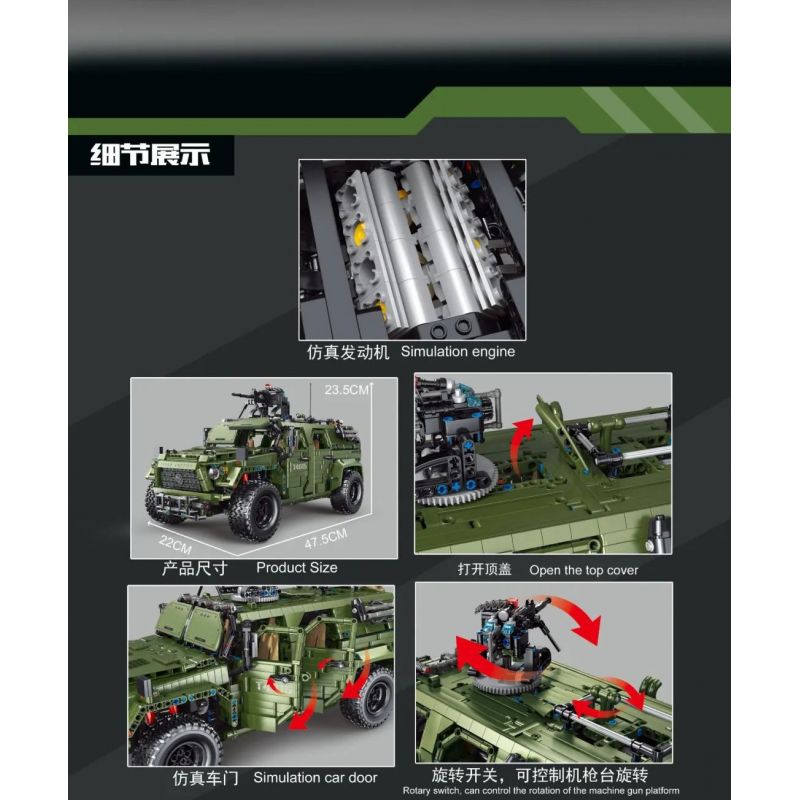 TA GAOLE T4015 4015 non  XE ĐỊA HÌNH CHIẾN BINH tỷ lệ 1:8 bộ đồ chơi xếp lắp ráp ghép mô hình  WARRIOR OFF-ROAD Kỹ Thuật Công Nghệ Cao Mô Hình Phương Tiện 3175 khối