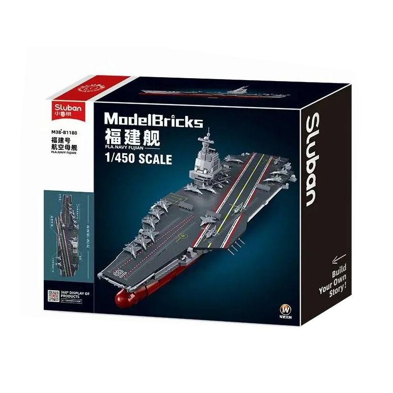 SLUBAN M38-B1188 B1188 1188 M38B1188 38-B1188 non  TÀU SÂN BAY PHÚC KIẾN 1:450 tỷ lệ 1:450 bộ đồ chơi xếp lắp ráp ghép mô hình Military Army Quân Sự Bộ Đội 1312 khối