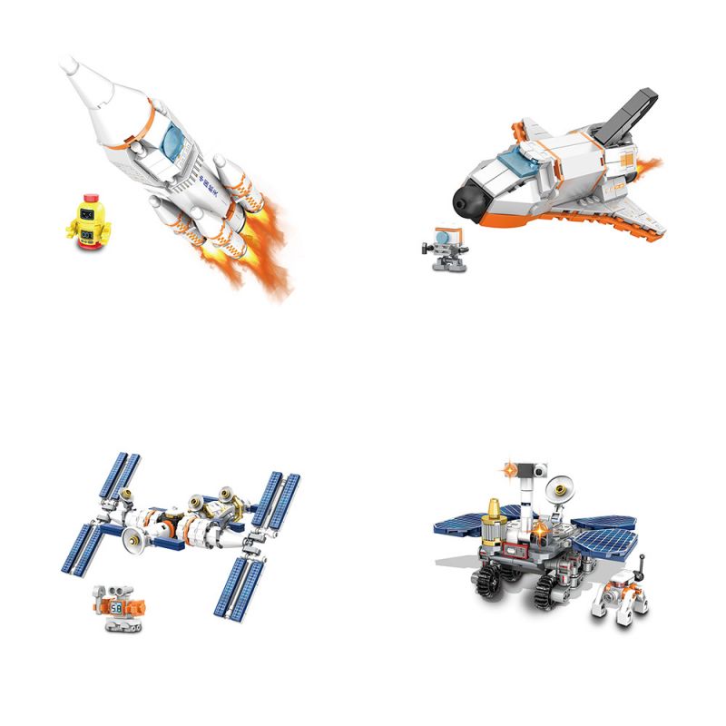 YONG LEXING 22005 non  KHÁM PHÁ KHÔNG GIAN CHUYẾN BAY 8 KẾT HỢP bộ đồ chơi xếp lắp ráp ghép mô hình Space Exploration Thám Hiểm Không Gian 874 khối
