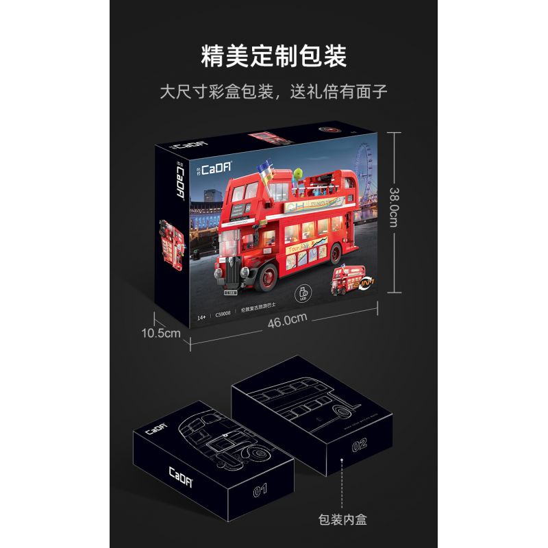 CADA DOUBLEE C59008 59008 non  XE BUÝT DU LỊCH CỔ ĐIỂN LUÂN ĐÔN bộ đồ chơi xếp lắp ráp ghép mô hình Creator Expert Chuyên Gia Sáng Tạo 1770 khối