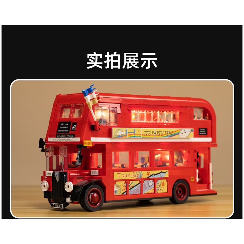 CADA DOUBLEE C59008 59008 non  XE BUÝT DU LỊCH CỔ ĐIỂN LUÂN ĐÔN bộ đồ chơi xếp lắp ráp ghép mô hình Creator Expert Chuyên Gia Sáng Tạo 1770 khối