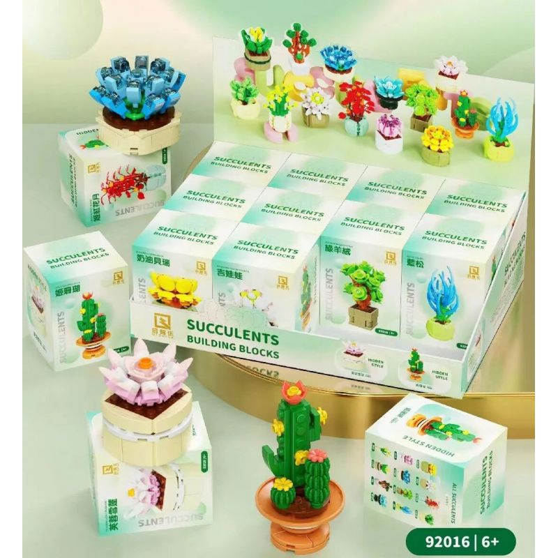 QIZHILE 92016 non  DÒNG MỌNG NƯỚC 12 LOẠI bộ đồ chơi xếp lắp ráp ghép mô hình Creator SUCCULENTS Sáng Tạo