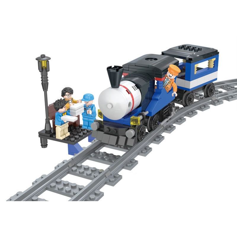 FORANGE FC3607 3607 non Lego TÀU CHỞ KHÁCH CÁ VOI XANH bộ đồ chơi xếp lắp ráp ghép mô hình Trains THE TRAIN Tàu Hỏa 327 khối