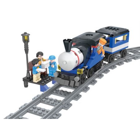 FORANGE FC3607 3607 non  TÀU CHỞ KHÁCH CÁ VOI XANH bộ đồ chơi xếp lắp ráp ghép mô hình Trains THE TRAIN Tàu Hỏa 327 khối