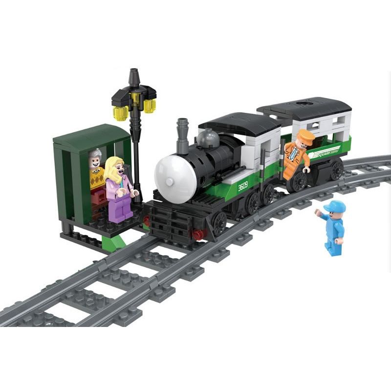 FORANGE FC3609 3609 non Lego TÀU CHỞ KHÁCH NGỌC LỤC BẢO bộ đồ chơi xếp lắp ráp ghép mô hình Trains THE TRAIN Tàu Hỏa 358 khối