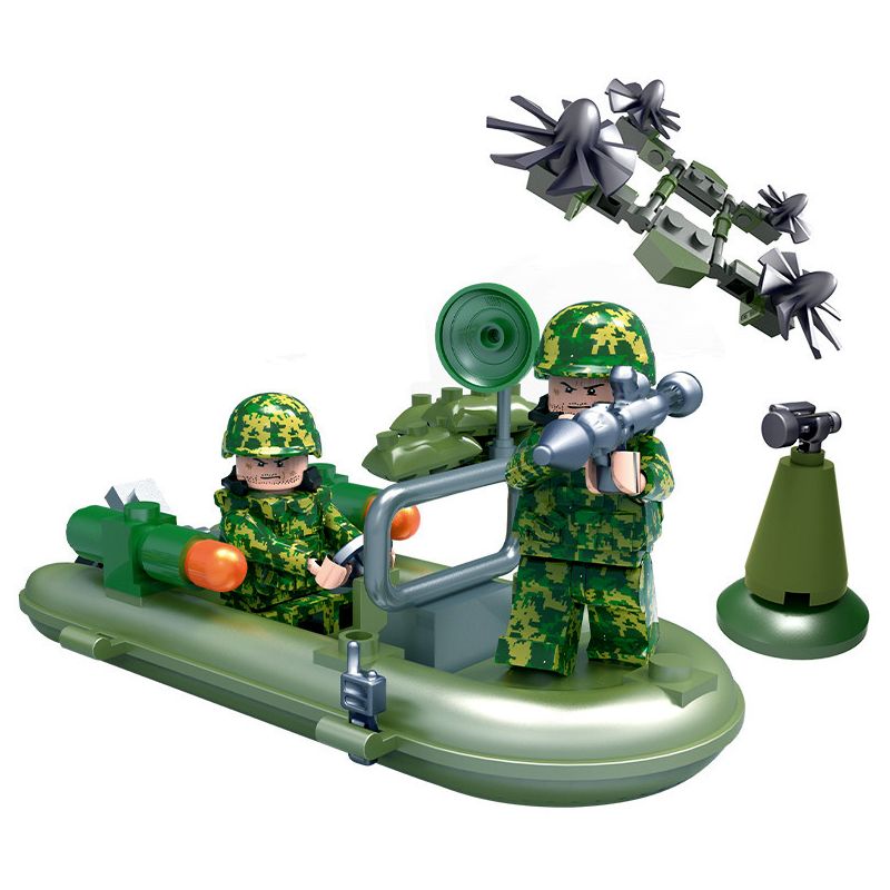 GUDI 8022 non Lego LƯỠNG CƯ bộ đồ chơi xếp lắp ráp ghép mô hình Military Army FIREWIRE Quân Sự Bộ Đội 80 khối