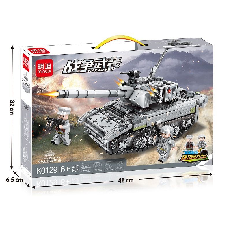 MINGDI K0129 0129 non Lego XE TĂNG CHIẾN ĐẤU CHỦ LỰC 99A RÚT LUI bộ đồ chơi xếp lắp ráp ghép mô hình WAR ARMED 410 khối