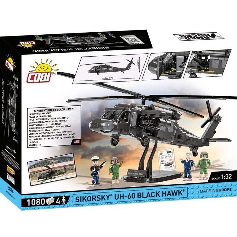 COBI CHARACTER BUILDING 5816 non  MÁY BAY TRỰC THĂNG UH-60 BLACK HAWK bộ đồ chơi xếp lắp ráp ghép mô hình Military Army UH-60 BLACK HAWK HELICOPTER Quân Sự Bộ Đội 1080 khối