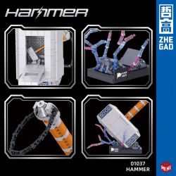 ZHEGAO 01037 non  CÂY BÚA bộ đồ chơi xếp lắp ráp ghép mô hình Marvel Super Heroes HAMMER Siêu Anh Hùng Marvel 975 khối
