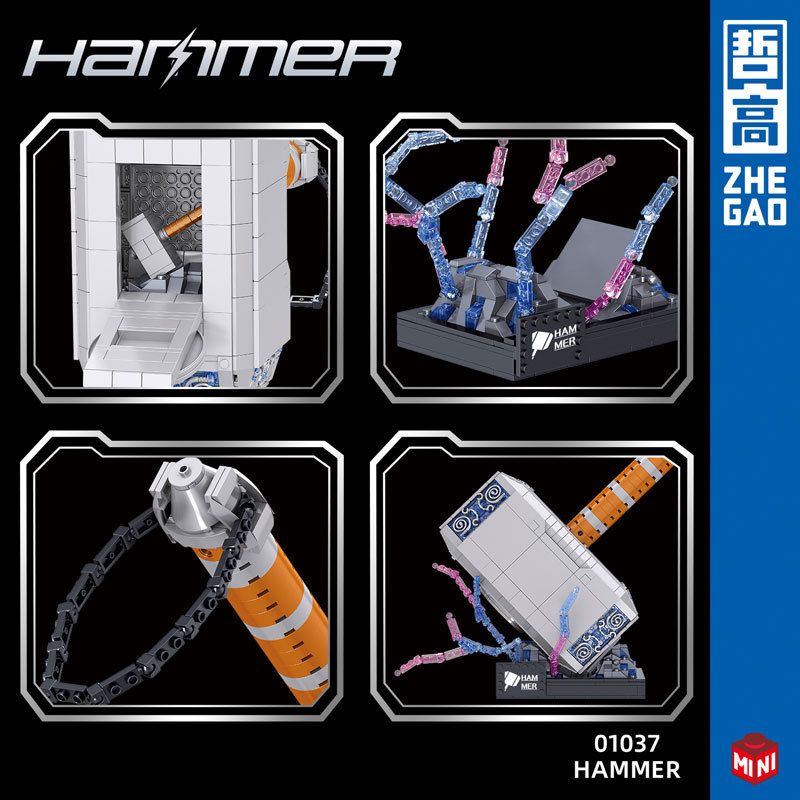 ZHEGAO 01037 non  CÂY BÚA bộ đồ chơi xếp lắp ráp ghép mô hình Marvel Super Heroes HAMMER Siêu Anh Hùng Marvel 975 khối