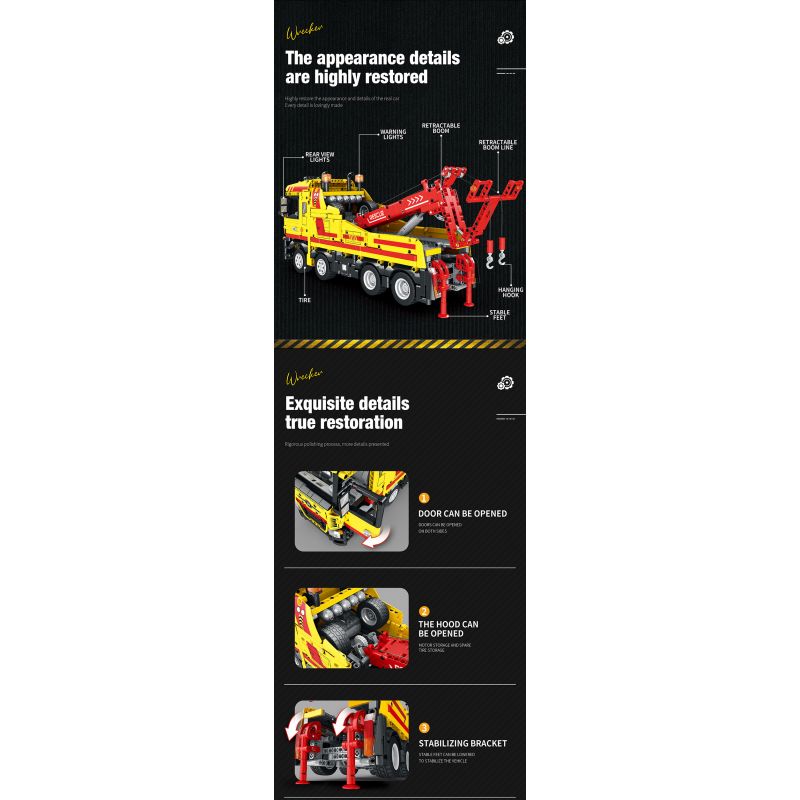 REOBRIX 22012 non  XE CỨU HỘ bộ đồ chơi xếp lắp ráp ghép mô hình  WRECKER Kỹ Thuật Công Nghệ Cao Mô Hình Phương Tiện 1910 khối