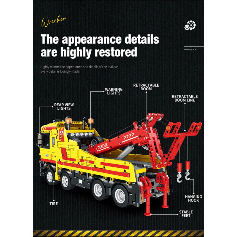 REOBRIX 22012 non  XE CỨU HỘ bộ đồ chơi xếp lắp ráp ghép mô hình  WRECKER Kỹ Thuật Công Nghệ Cao Mô Hình Phương Tiện 1910 khối
