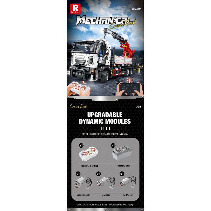 REOBRIX 22011 non  XE NÂNG bộ đồ chơi xếp lắp ráp ghép mô hình  MECHANICAL CRANE TRUCK Kỹ Thuật Công Nghệ Cao Mô Hình Phương Tiện 2328 khối
