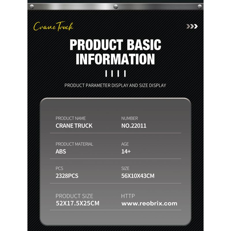 REOBRIX 22011 non  XE NÂNG bộ đồ chơi xếp lắp ráp ghép mô hình  MECHANICAL CRANE TRUCK Kỹ Thuật Công Nghệ Cao Mô Hình Phương Tiện 2328 khối